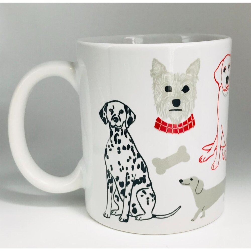Claudia Pearson Dog Mug Multiple Breeds Illustrated Dog Lovers Gift Red White
